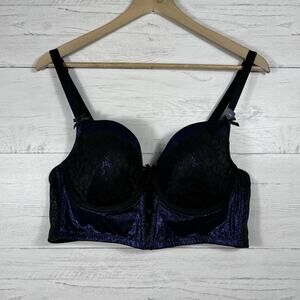 Cacique Lightly Lined Balconette Bra Womens Size 40C Blue Black